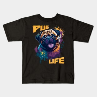 Pug Life - abstract colour splash cute pug Kids T-Shirt